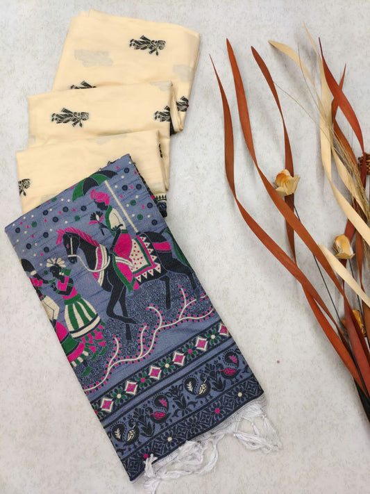 SOFT RAW SILK TWO TONE WEAVING SAREE