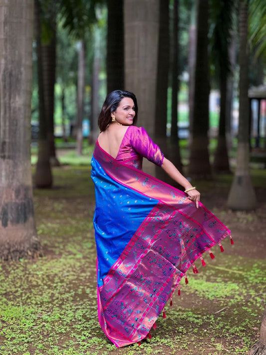 Soft Pethani silk saree with zari weawing design