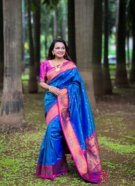 Soft Pethani silk saree with zari weawing design