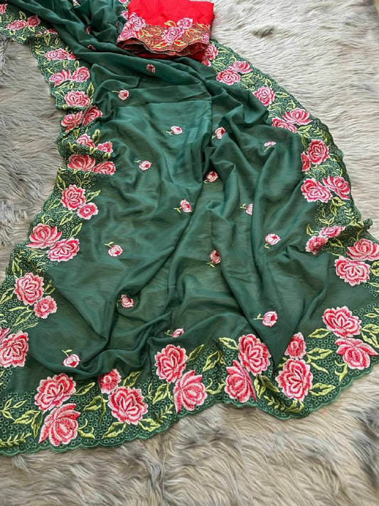 PURE ORGANZA SILK SAREE FOR WOMEN