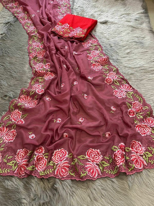 PURE ORGANZA SILK SAREE FOR WOMEN