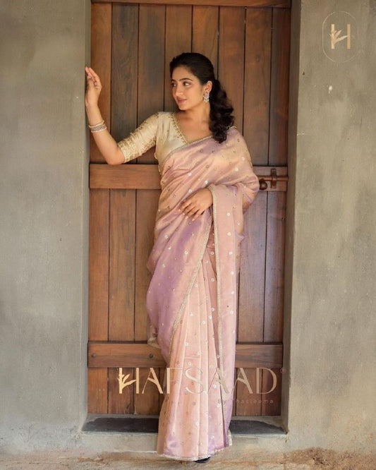 Beautiful Sequins embroidery work with fancy lace border Saree