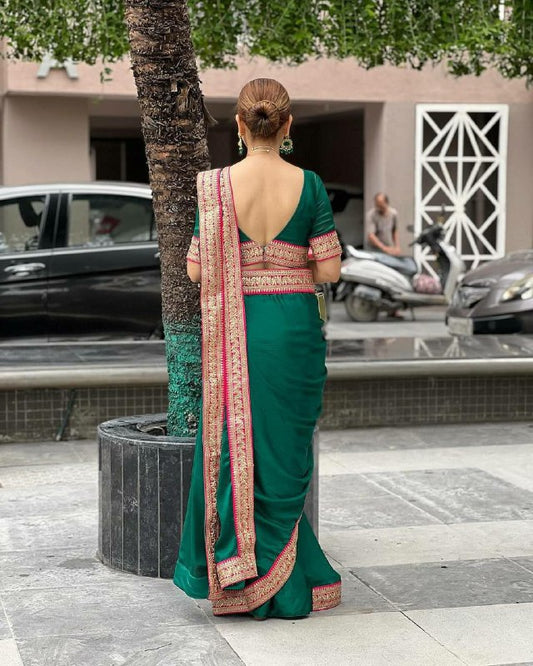 BLOOMING RANGOLI GREEN SAREE