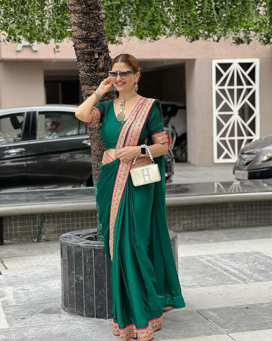 BLOOMING RANGOLI GREEN SAREE