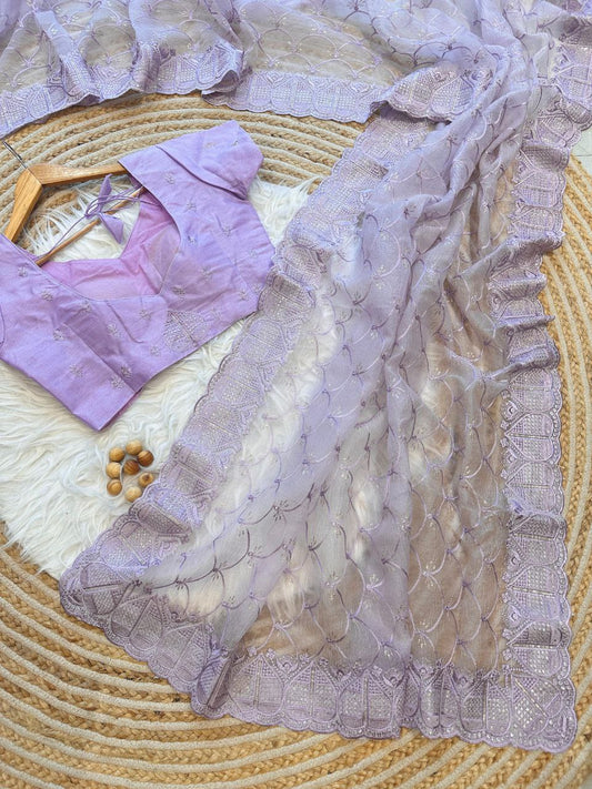 Superb Soft Refined Crushed Organza Silk Saree