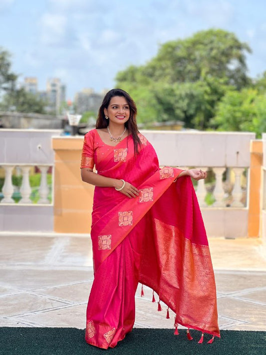 Soft silk saree with self weaving design all over the saree