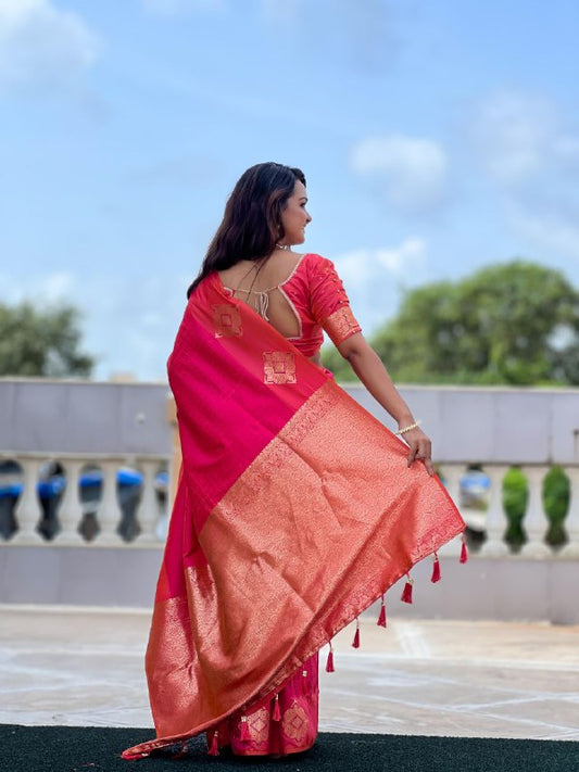 Soft silk saree with self weaving design all over the saree