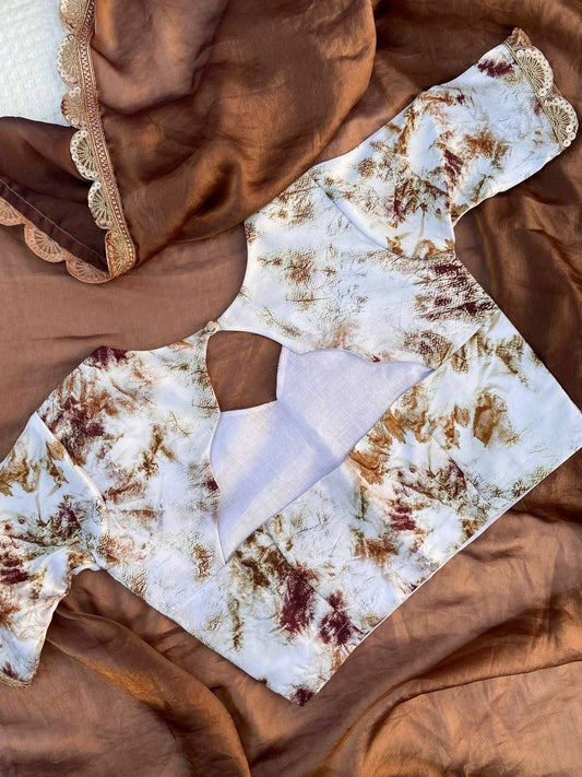 Pure Viscose jimmychhoo silk saree in dark brown color