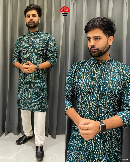 Navratri and Festical Special Mens Kurta Bandhani Print