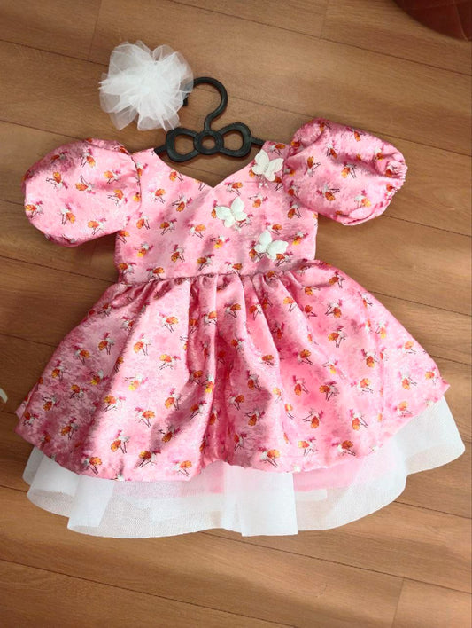 PRINTED JECARD FULL FLAIR WITH NET ATTACHED TO BOING PATTI FROCK