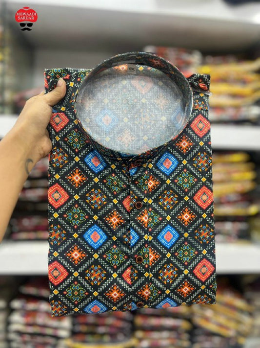 Festival Special Mens Long Kurta Bandhani Print