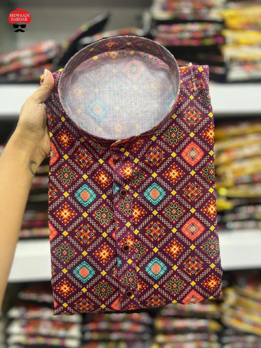 Festival Special Mens Long Kurta Bandhani Print