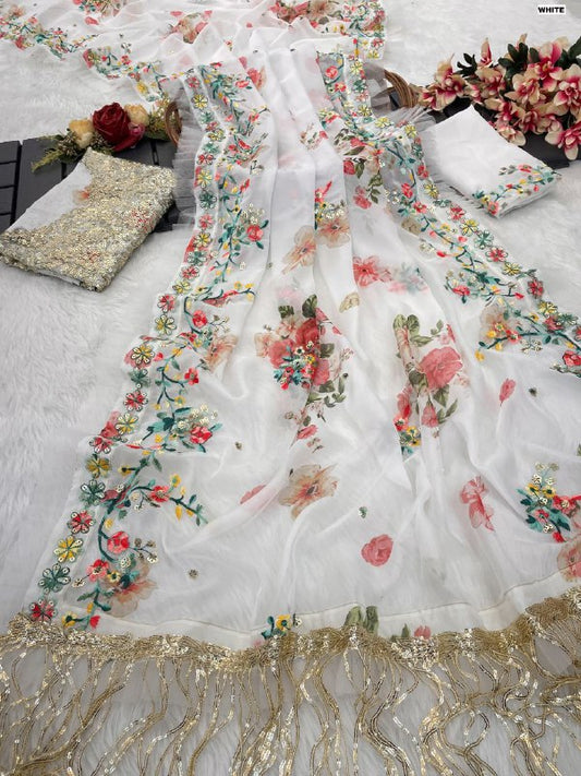 Full Saree Of Heavy quality Soft Tabi Organza With heavy Digital print