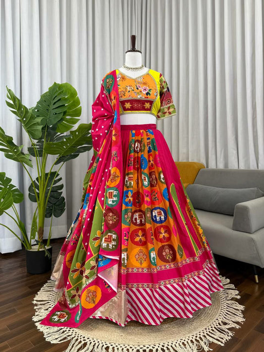 American Crep With Digital print & Soft Micro Lining Inner Lehenga Choli