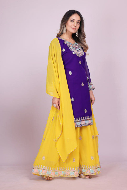 Fox Georgette With Micro Inner And Heavy Sequence Embroidery Work With Elastic Sharara Dress