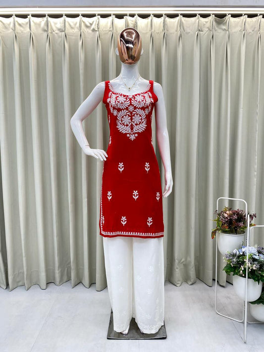 REYON WITH MICRO INNER AND EMBROIDERY WORK TYPE PALAZZO DRESS