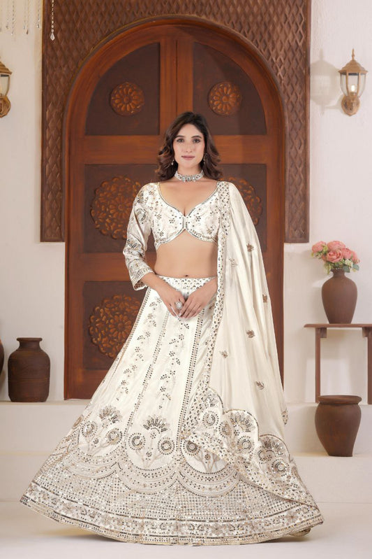 Chinon Silk With Sequins And Zari Embroidery Work With Cancan And Canvas Lehenga Choli