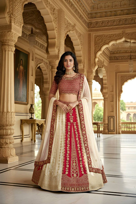 Faux Georgette With Sequins And Treads Embroidery Work With Cancan And Canvas Lehenga Choli