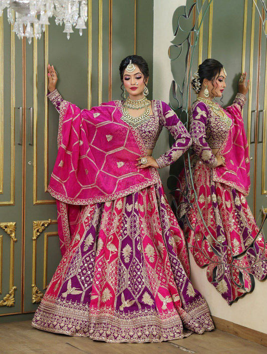 Faux Georgette With Intricate Thread & Sequence Detailing With Canvas Patta & Cancan Lehenga Choli