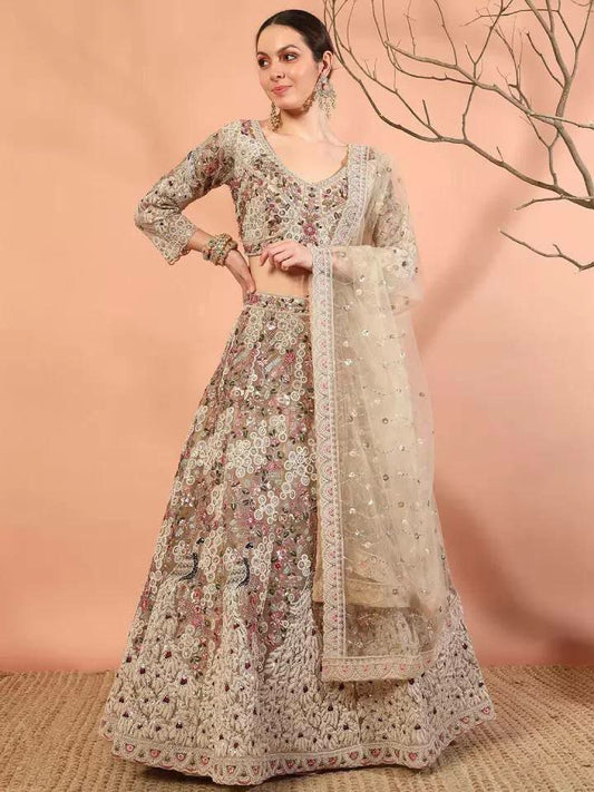 Premium Quality Soft Net & Coding Sequins Work With Lining Blouse With Cancan & Canvas Patta Lehenga Choli