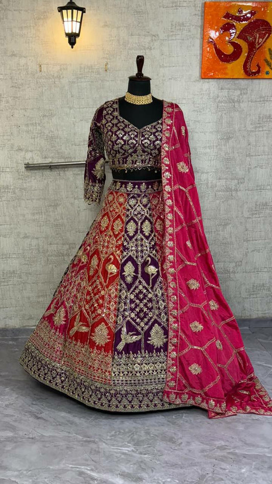Chinon Silk With Coding Sequins Work With Cancan & Canvas Patta Lehenga Choli