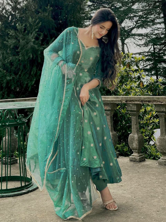 Heavy Simmar Silk With Sequence And Embroidery Work Anarkali Gown