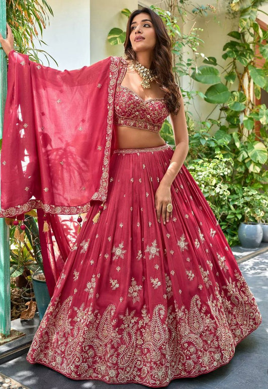 CHINON WITH EMBROIDERY SEQUENCE CODDING DESIGN WORK WITH CANCAN AND CANVAS LEHENGA CHOLI