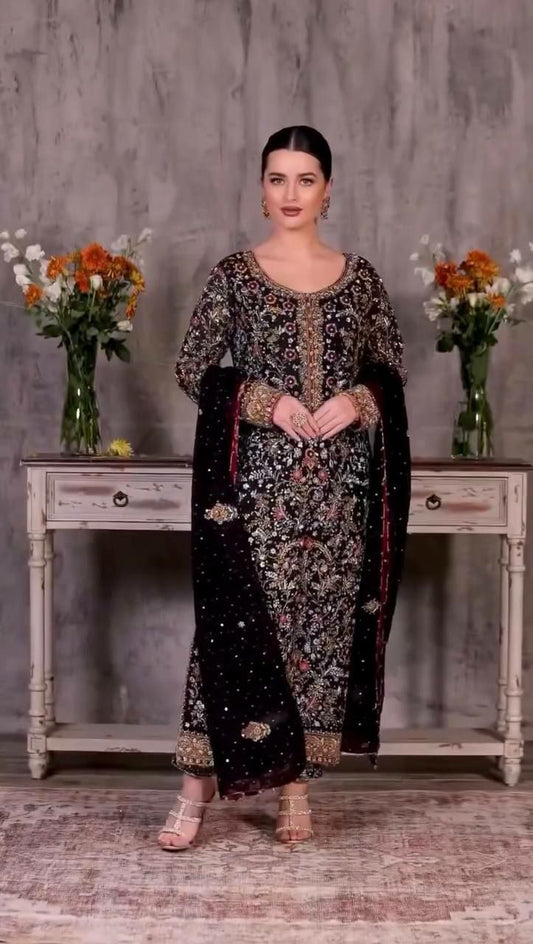 Faux Georgette With Heavy Embroidery And Sequin Work With Riveted Moti Work Lace Border Kurti