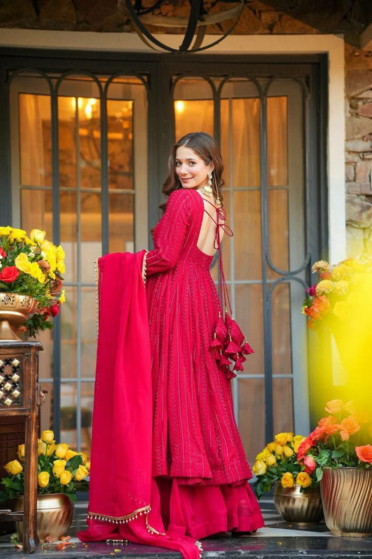 Heavy Blooming Georgette And bits Embroidery Work( Fully Sleevs