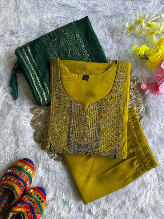 Roman Silk with Beautiful Embroidery With Sequence Worrk