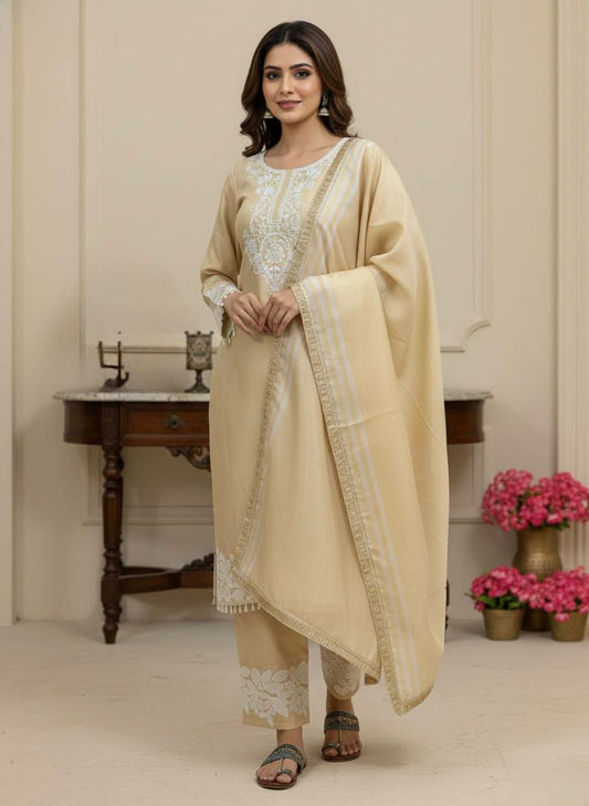 Pur Dual Ton Banarasi Sillk With Embroidery Sequence Work With Sleeves With Moti Latkan