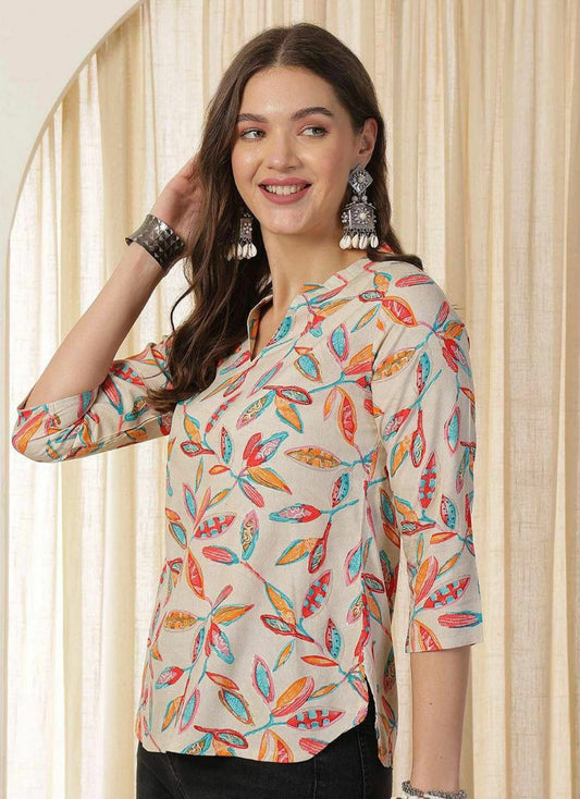 Mayurika top Rayon slub Digital print