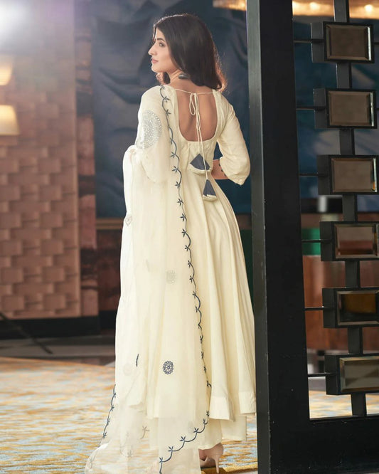 PURE VICHITRA SILK WITH SEQUENCE EMBROIDERY WORK