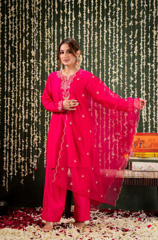 PURE VISCOSE CHANDERI WITH SEQUENCE COADING EMBROIDERY WORK
