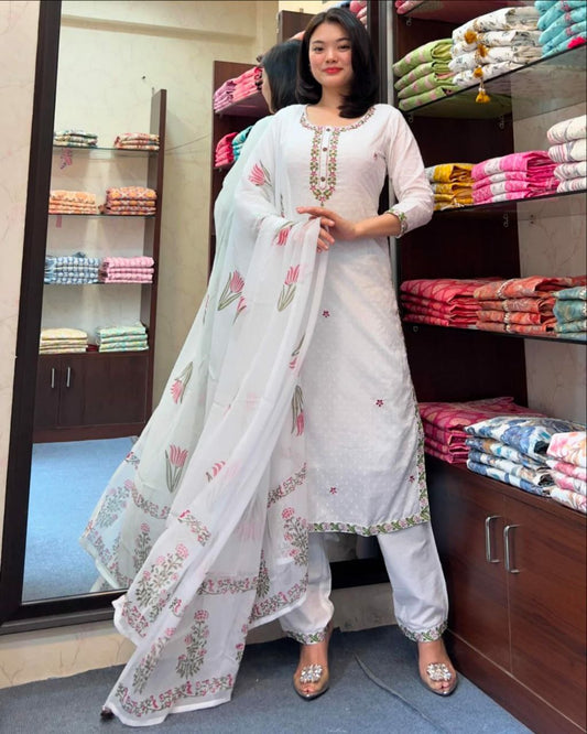 HEAVY GEORGETTE BUTTI WITH EMBROIDERY WORK