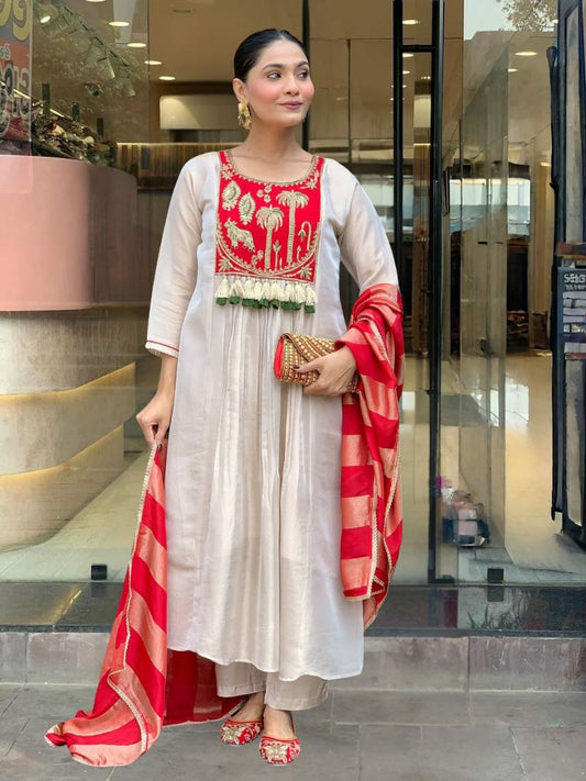 HEAVY VISCOSE SILK WITH SEQUENCE COADING EMBROIDERY WORK