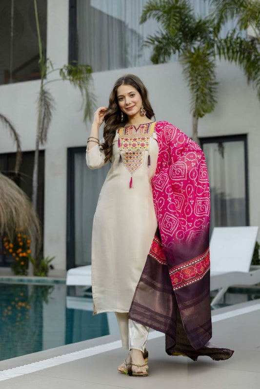 PURE VISCOSE SIMER SILK WITH SEQUENCE COADING EMBROIDERED WORK