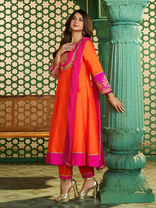 :PURE VISCOSE CHANDERI COTTON SILK WITH SEQUENCE COADING EMBROIDERY WORK