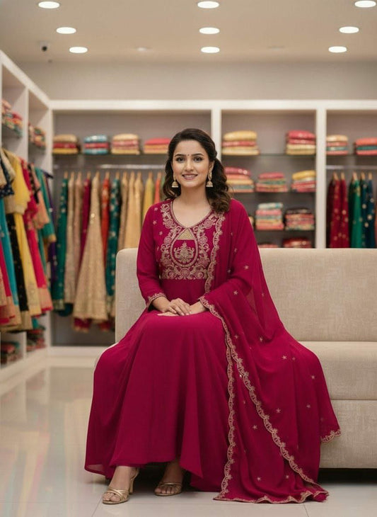 PURE VICHITRA SILK WITH SEQUENCE COADING EMBROIDERY WORK