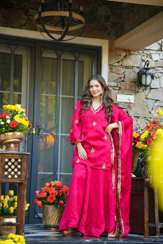 PURE FRENDY SILK WITH SEQUENCE COADING EMBROIDERY WORK