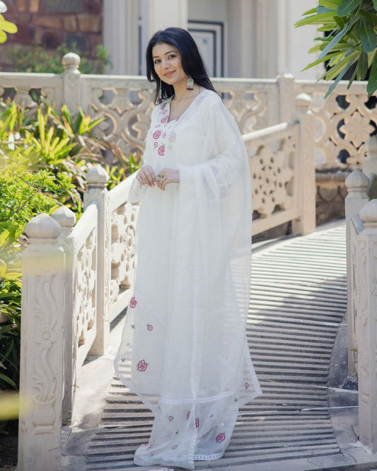 PURE VISCOSE CHANDERI WITH EMBROIDERY WORK