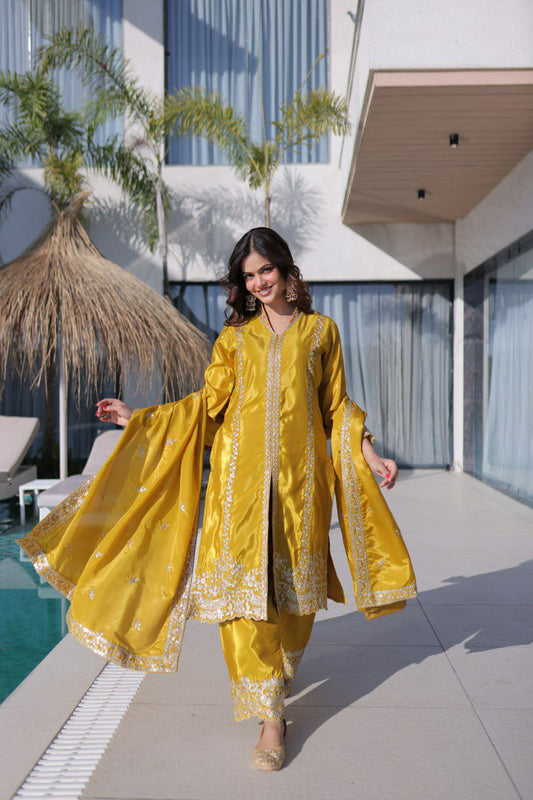 H O Fabrics With Sequins & Zari Embroidered work
