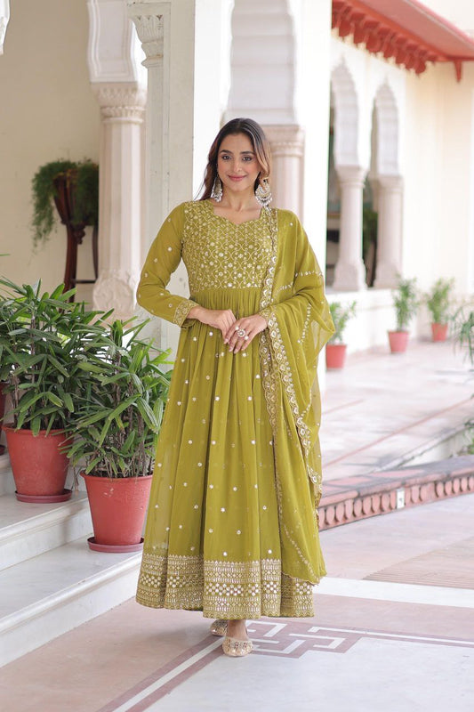 Faux Georgette with Rich Sequins & Zari Embroidered work
