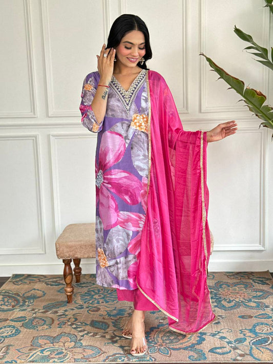 PURE MUSLIN WITH SEQUENCE CODING KURTIS