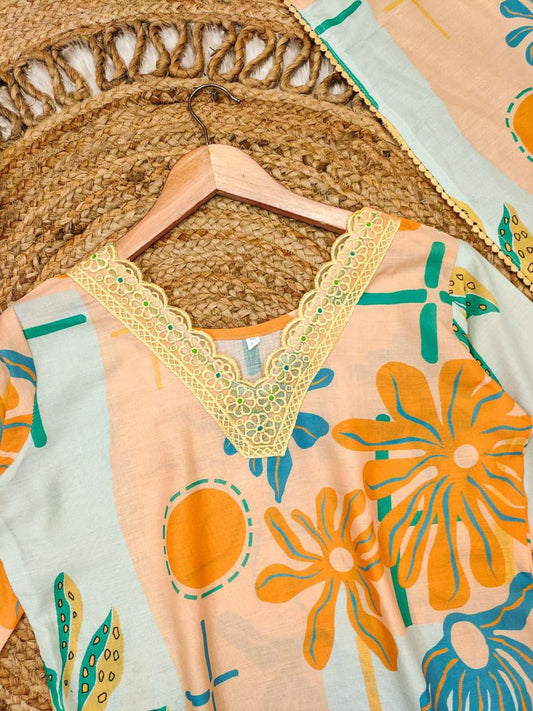 matching comfort fit pants and pure cotton Dupatta