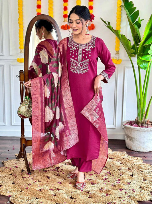Pure Viscose chanderi Kurti With Pent