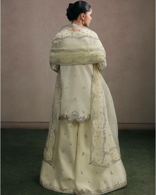 Traditional Pastel Silk Embroidered Suit for Festive Occasions and Celebrations