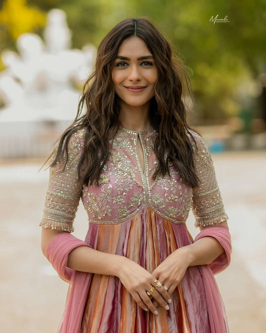 Beautifully Tissue Silk Stitched Embroidery Work Gown & Beautiful Sleeves