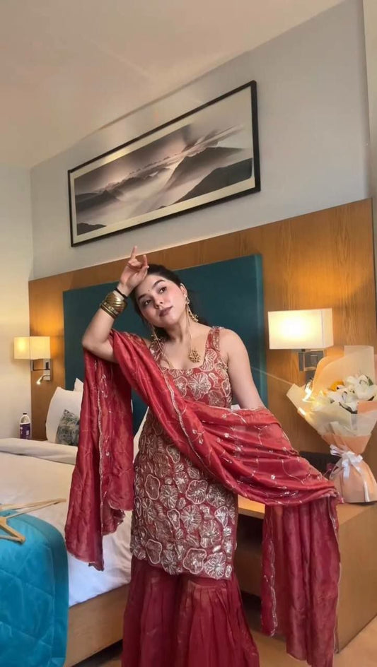 Simmer silk Sarara Kurti