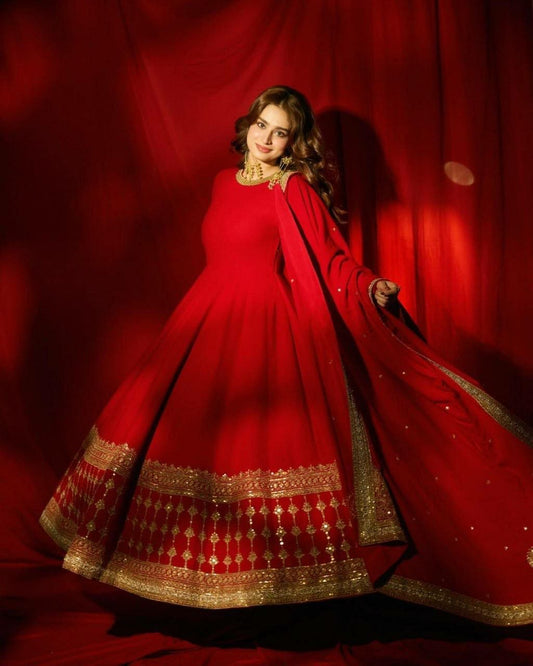 Vichitra Silk Anarkali Gown